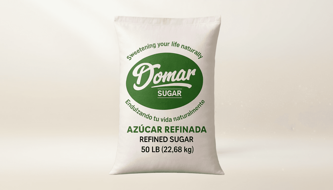 Azúcar blanca refinada en bolsa industrial de 50 kg