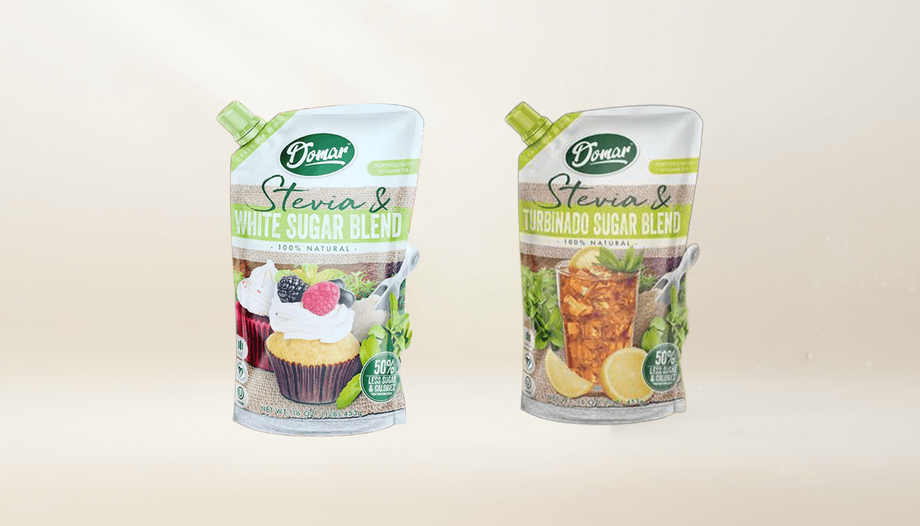 Stevia & Sugar Blends in stand-up pouches